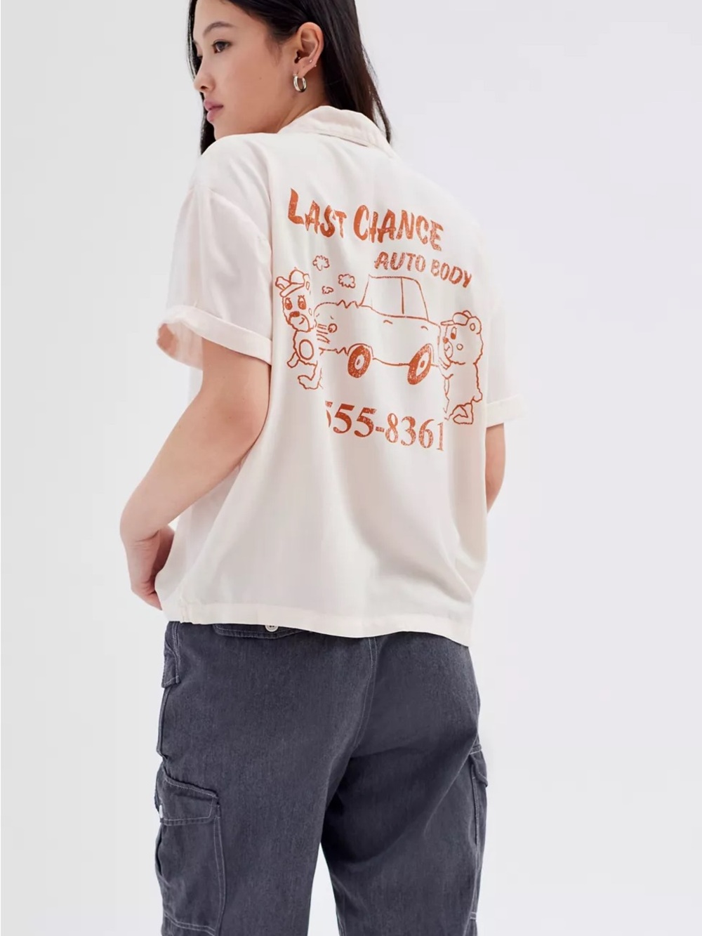 URBAN OUTFITTERS Teddie Printed Souvenir Button-Down Shirt / Womens / S